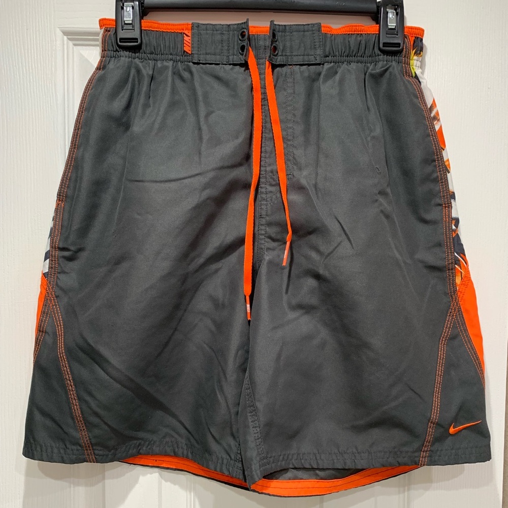 Nike Orange and Gray Swim Trunks, Men’s Small